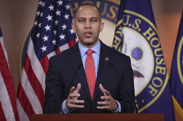 House Minority Leader Hakeem Jeffries speaks during a press conference in Washington, D.C. on January 12, 2023.