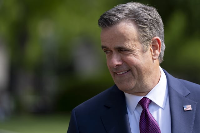 CIA Director John Ratcliffe departs after a television interview at the White House, Wednesday, April 30, 2025, in Washington. (AP Photo/Alex Brandon)