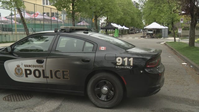 Police at the scene of the Lapu Lapu Day attack in Vancouver. 