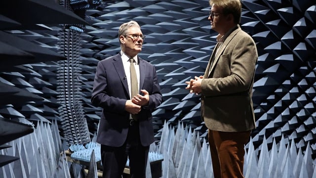Sir Keir Starmer was given a tour of the technology being developed at Leonardo
