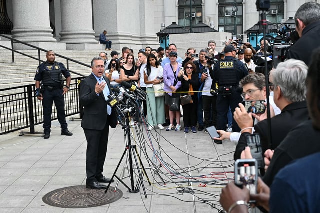 Marc Agnifilo, lawyer for rapper and music producer Sean 'Diddy' Combs, speaking to the press after a September 2024 hearing in New York City.