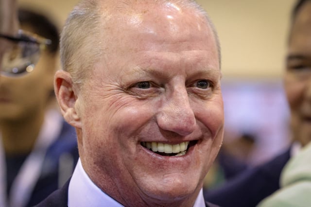 Berkshire Vice Chairman Greg Abel speaks with shareholders during the Berkshire Hathaway Inc. annual shareholders' meeting, in Omaha, Nebraska, May 2, 2025.