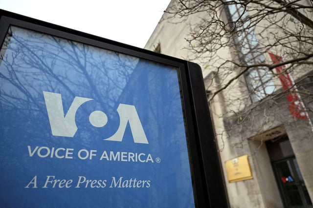 A view of the Voice of America (VOA) building, a day after more than 1,300 of the employees of the media broadcaster, which operates in almost 50 languages, were placed on leave in Washington, D.C., U.S. March 16, 2025. REUTERS/Annabelle Gordon/File Photo