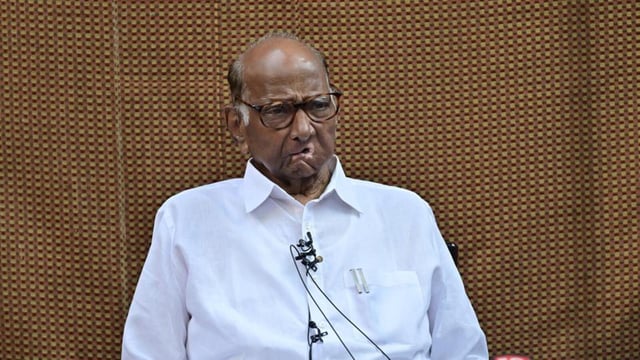 Mumbai, India - Feb. 24, 2025:NCP chief Sharad Pawar(Pawar Faction) addressing to media during the press conference at his residence in Silver Oak, in Mumbai, India, on Monday, February 24, 2025. (Photo by Anshuman Poyrekar/ Hindustan Times) (Hindustan Times)