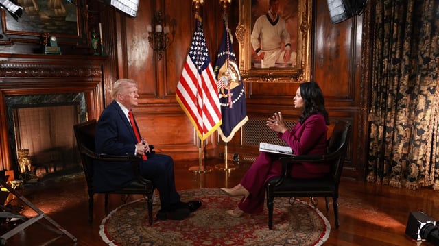 "Meet the Press" moderator Kristen Welker interviews President Trump in Florida on Friday. Photo: NBC News