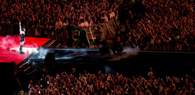 La pop star américaine Lady Gaga lors de son concert sur la plage de Copacabana à Rio de Janeiro, au Brésil, le 3 mai 2025