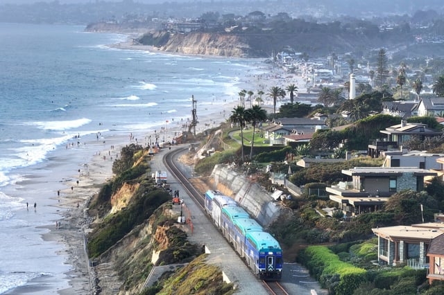 The Pacific Ocean coastline in Del Mar, Calif., on Aug. 16, 2024.