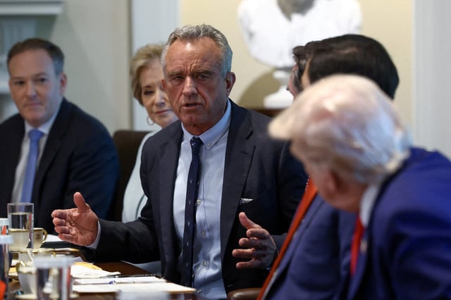 U.S. Health Secretary Robert F. Kennedy Jr. speaks during a cabinet meeting held by U.S. President Donald Trump at the White House in Washington, D.C., U.S., April 30, 2025.