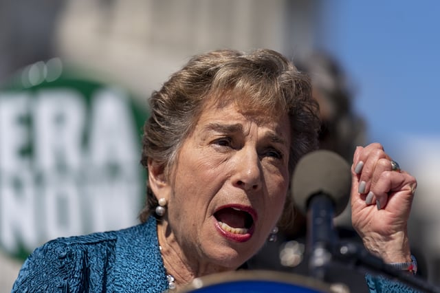 FILE - Rep. Jan Schakowsky, D-Ill., speaks at a rally on Capitol Hill in Washington, Sept. 28, 2022. (AP Photo/Andrew Harnik, FILE)