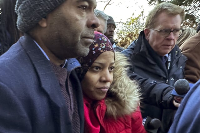 FILE - Boston City Council member Tania Fernandes Anderson leaves federal court in Boston after pleading not guilty to five counts of wire fraud and one count of theft on Friday, Dec. 6, 2024 in Boston. (AP Photo/Steve LeBlanc, File)