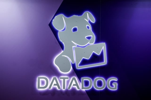 A logo for Datadog is seen during the KubeCon + CloudNativeCon Europe hosted by the Cloud Native Computing Foundation (CNCF) in Paris, France, March 20, 2024. REUTERS/Benoit Tessier