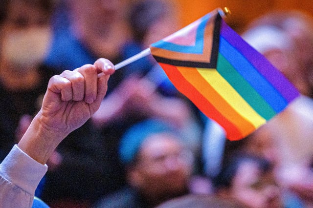 A pride flag in Indianapolis on Jan. 30, 2025.