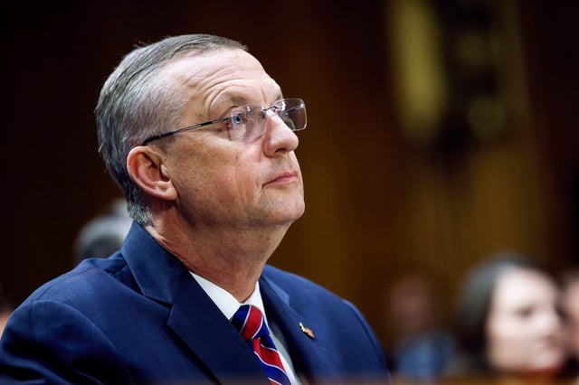 U.S. Secretary of Veterans Affairs Doug Collins testifies before the Senate Veterans Affairs Committee in Washington, D.C., on May 6, 2025.
