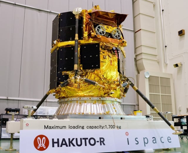 Resilience, the second lunar lander by Japanese company ispace, during prelaunch preparations.