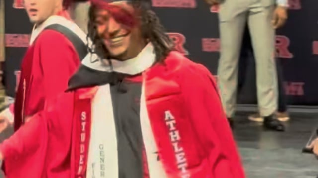 Chiefs running back Isiah Pacheco at his Rutgers University graduation.