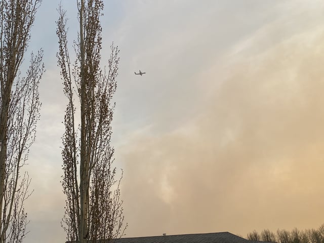Smoke from a wildfire near Boyle, Alta., on May 6, 2025.