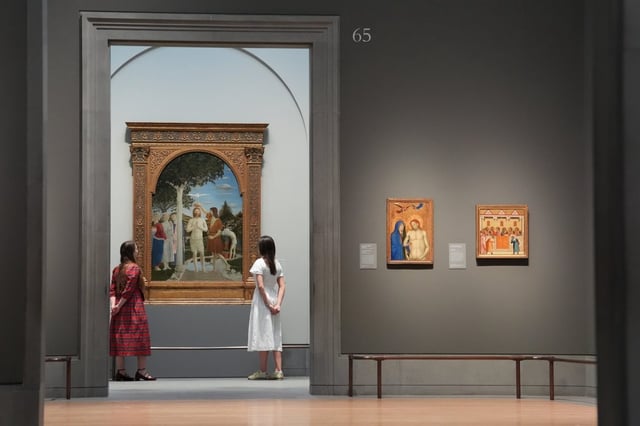 &#39;The Baptism of Christ&#39; by Piero della Francesca at the refurbished Sainsbury Wing (Photo: Lucy North/PA)