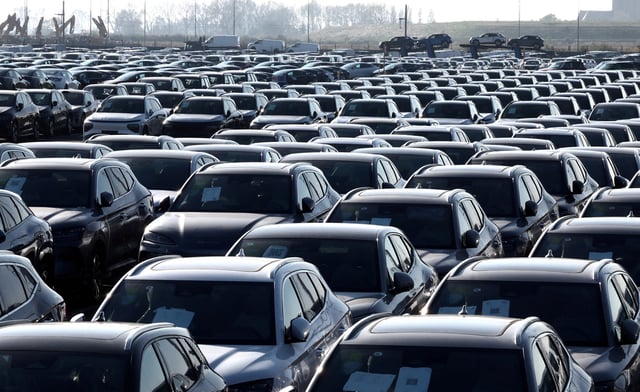 New cars, among them new China-built electric vehicles of the company BYD, are seen parked in the port of Zeebrugge, Belgium, October 24, 2024. REUTERS/Yves Herman/File Photo
