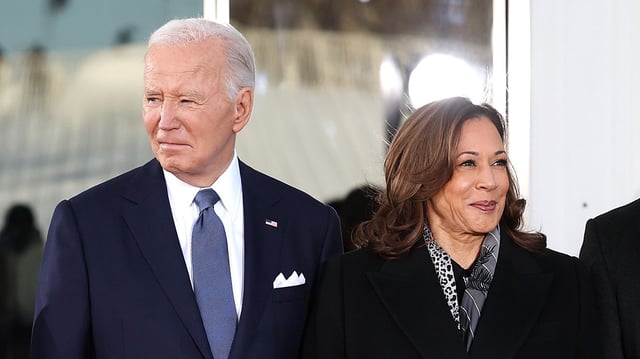 Former President Biden and former Vice President Harris stand together at the White House ahead of the inauguration of President Trump on January 20. Photo: Win McNamee/Getty Images