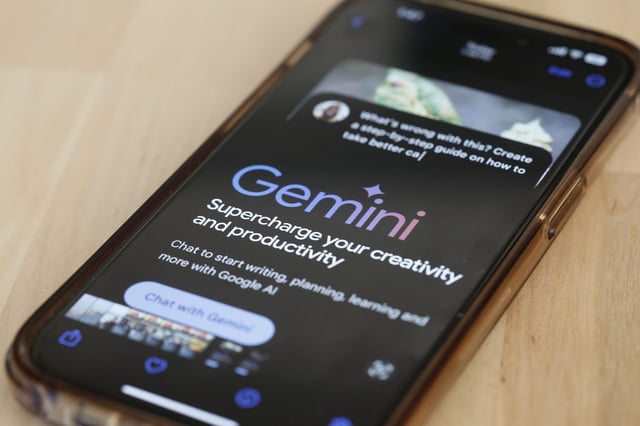 In this photo illustration, Gemini Ai is seen on a phone on March 18, 2024 in New York City.