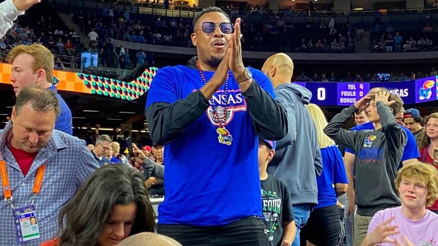 KU basketball legend Paul Pierce was among the many former Jayhawks in New Orleans to support Kansas in the national championship game against North Carolina on Monday.