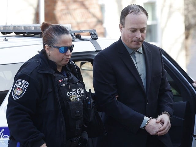 Bellefeuille arriving at the L'Orignal courthouse in late March. Alain Bellefeuille is on trial for first-degree murder of OPP Sgt. Eric Mueller, which happened May 11, 2023 in the village of Bourget.