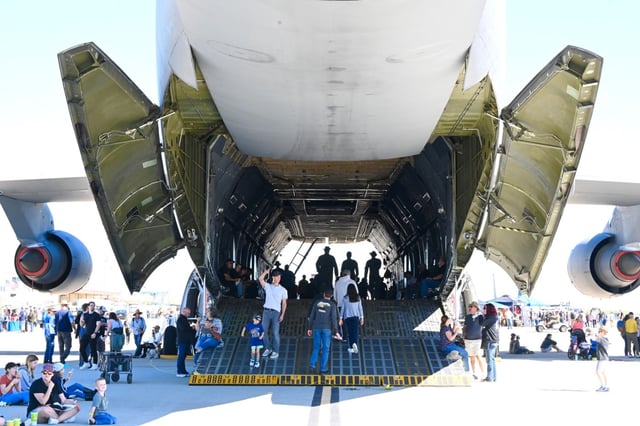 People walk through the C5 Super Galaxy during a past Wings Over Solano air show at Travis Air Force Base in Fairfield. (Chris Riley/Times-Herald)