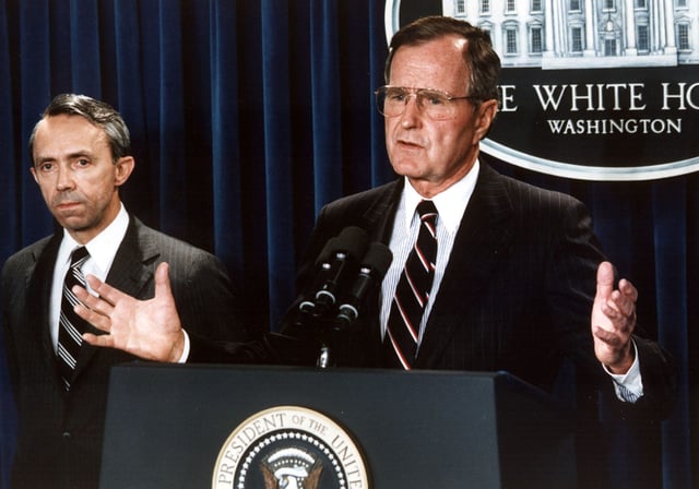 President George H. W. Bush announcing the nomination of David Souter to the Supreme Court in 1990.
