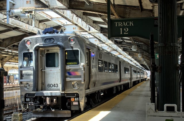 A New Jersey Transit train in Hoboken NJ. (Shutterstock)