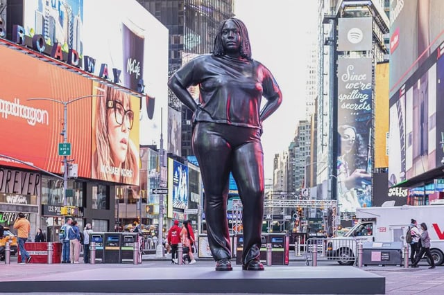 "Grounded in the Stars" is on view now in Times Square.