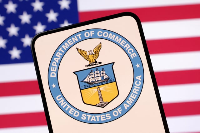 United States Department of Commerce logo and U.S. flag are seen in this illustration taken April 23, 2025. REUTERS/Dado Ruvic/Illustration/File Photo