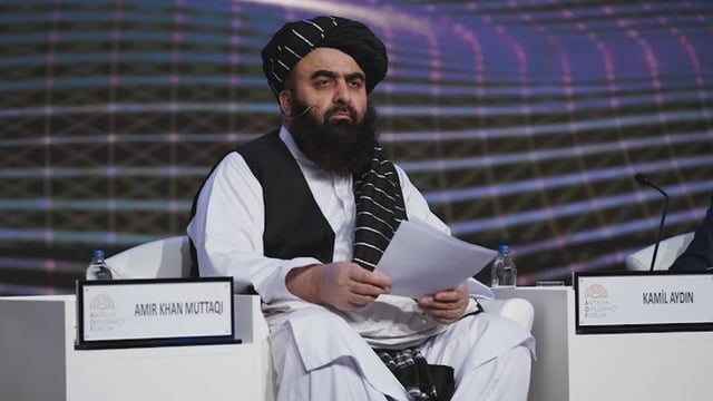 Afghan Foreign Minister Amir Khan Muttaqi addresses the Antalya Diplomacy Forum in Turkey.(photo:https://twitter.com/AntalyaDF)