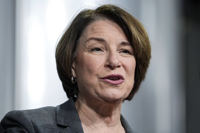 Senator Amy Klobuchar, D-Minn., at the Earth Rider Brewery in Superior, Wis., on Jan. 25, 2024.