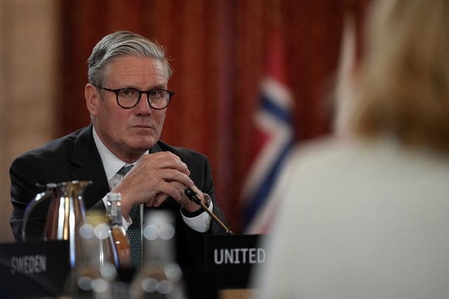 Britain's Prime Minister Keir Starmer listens during the Joint Expeditionary Force (JEF) Leaders' Summit in Oslo, Norway, May 9, 2025. Alastair Grant/Pool via REUTERS/File Photo