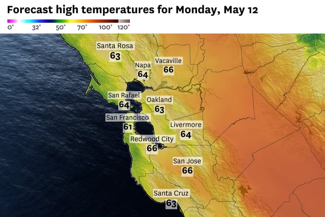 Monday’s temperatures will run a good 10 degrees below normal for this time of the year. 