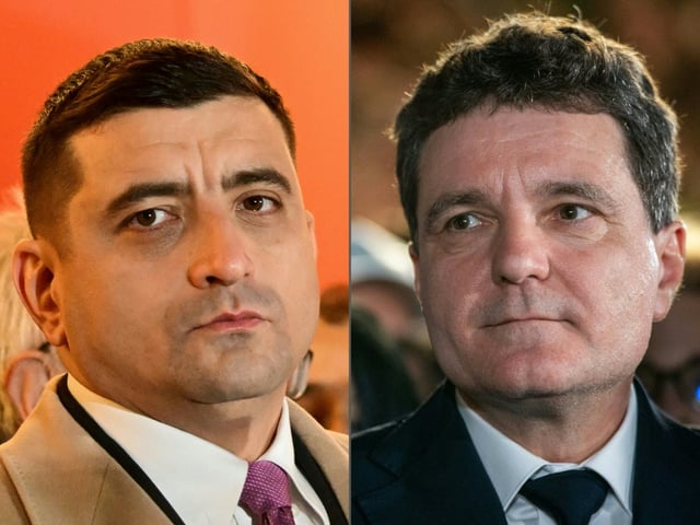 Far-right leader George Simion (L) faces centrist mayor Nicusor Dan in Sunday's election