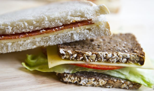 File photo: two sandwiches with different fillings.