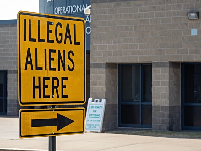 Hamilton, Ohio USA - 13 March 2025 - The Butler County, Ohio Jail, where Sheriff Richard Jones has posted a sign reading 'Illegal Aliens Here.' He has begun holding undocumented immigrants under a contract with Immigration and Customers Enforcement (ICE).