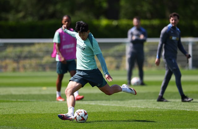 Soccer Football - Europa League - Europa League - Final - Tottenham Hotspur Media Day - Tottenham Hotspur Training Centre, London, Britain - May 12, 2025 Tottenham Hotspur's Son Heung-min during training Action Images via Reuters/Matthew Childs