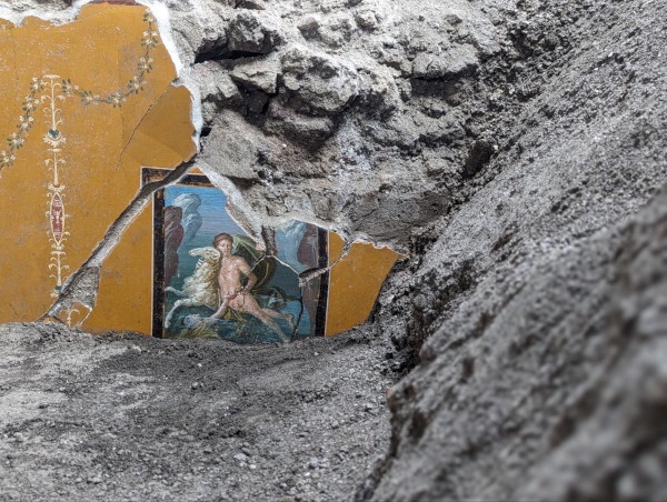 Experts at Pompeii Archaeological Park recently excavated a home called the &#34;House of Elle and Frisso,&#34; along Via del Vesuvio. The home was discovered in 2018 and was named after a mythological painting found in one of the rooms. (POMPEII ARCAEOLOGICAL PARK)