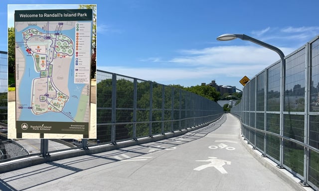 The new bicycle ramp to Randall’s Island off the Manhattan branch of the Triboro Bridge is pictured on Monday. The ramp brings the MTA one step closer to full bicycle accessibility on the Triboro Bridge. (Evan Simko-Bednarski / New York Daily News)