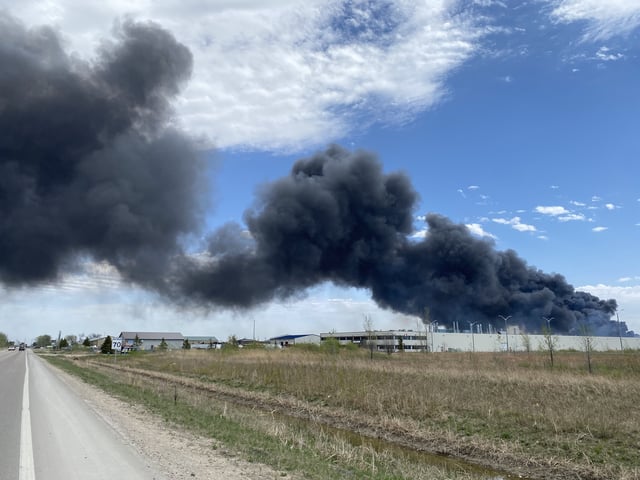 Dark smoke could be seen billowing into the sky in northeast Winnipeg Monday afternoon. 