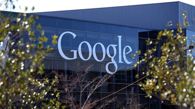 A sign is posted on the exterior of Google headquarters on Jan. 30, 2014, in Mountain View, California. (Justin Sullivan/Getty Images/TNS)