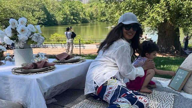 Priyanka Chopra along with Nick Jonas and Malti Maire went on a picnic on Sunday in New York.