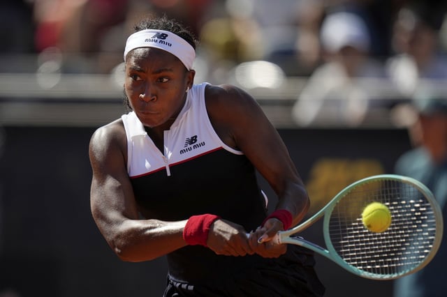 Coco Gauff booked her spot in the Italian Open quarterfinals with a dominant victory over Emma Raducanu.