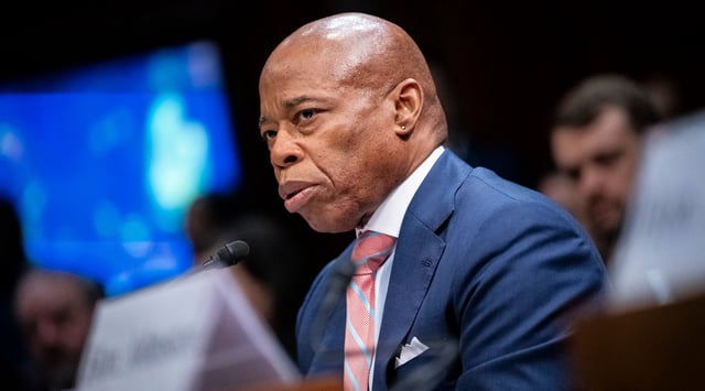 New York Mayor Eric Adams testifies during a House Oversight and Government Reform Committee hearing at the Capitol on March 5 in Washington. (Graeme Sloan/For The Washington Post via Getty Images)