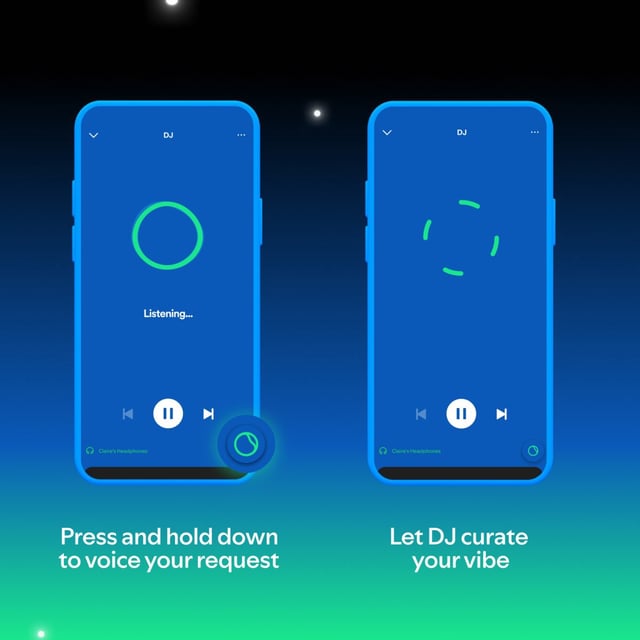 A preview of DJ requests on the Spotify app, 