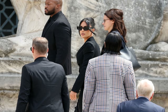 Kim Kardashian arrives at the Paris court on Tuesday.