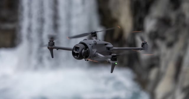 The Mavic 4 Pro camera drone boasts a triple camera array mounted to a 360-degree gimbal to "reimagine aerial storytelling with fluid, gravity-defying movements"