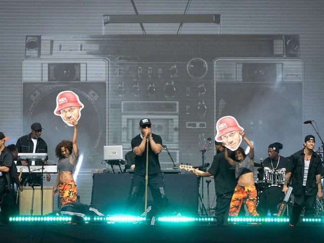  LL Cool J performs prior to the B.C. Lions CFL home opener against the Edmonton Elks in Vancouver, on Saturday, June 17, 2023.